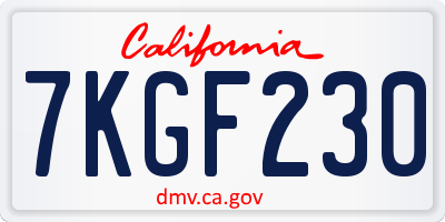 CA license plate 7KGF230