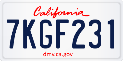 CA license plate 7KGF231