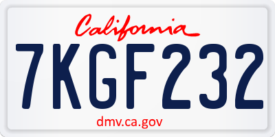 CA license plate 7KGF232