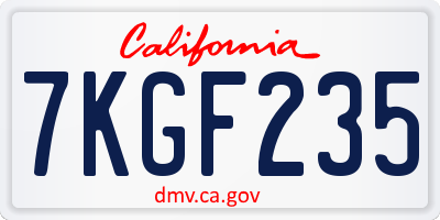 CA license plate 7KGF235