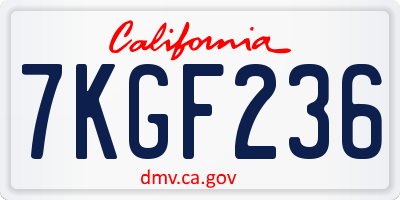 CA license plate 7KGF236