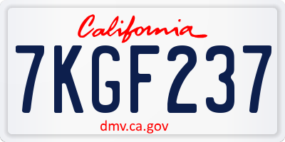 CA license plate 7KGF237