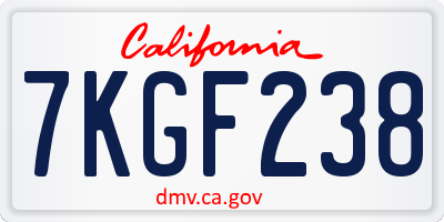 CA license plate 7KGF238