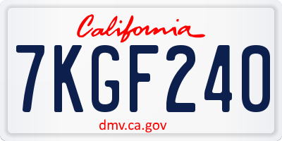 CA license plate 7KGF240