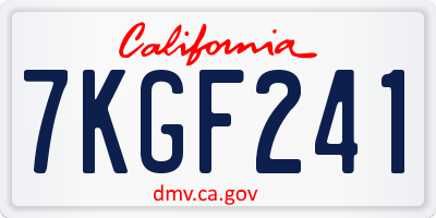 CA license plate 7KGF241