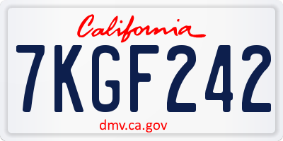 CA license plate 7KGF242