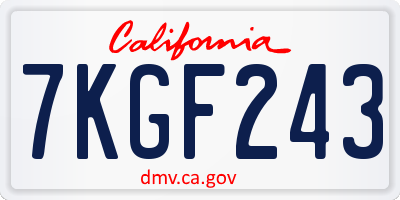 CA license plate 7KGF243