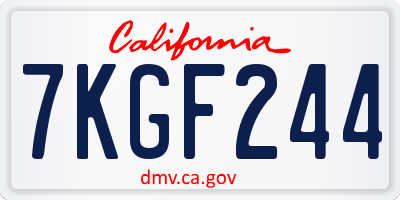 CA license plate 7KGF244