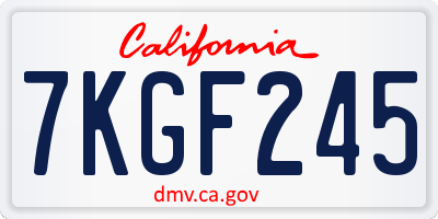 CA license plate 7KGF245