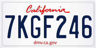 CA license plate 7KGF246