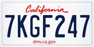 CA license plate 7KGF247