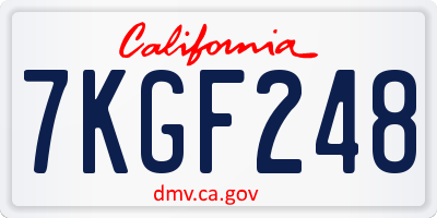CA license plate 7KGF248
