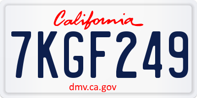 CA license plate 7KGF249