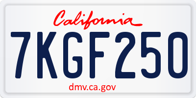 CA license plate 7KGF250