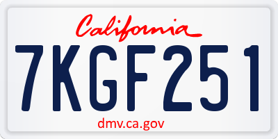 CA license plate 7KGF251