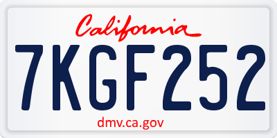 CA license plate 7KGF252