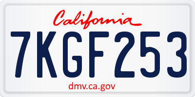 CA license plate 7KGF253