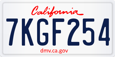 CA license plate 7KGF254