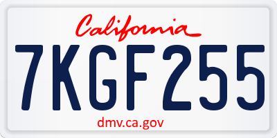 CA license plate 7KGF255