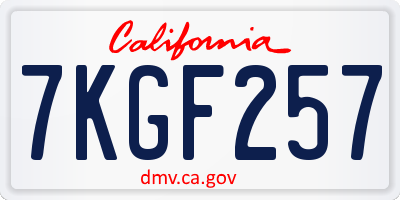 CA license plate 7KGF257