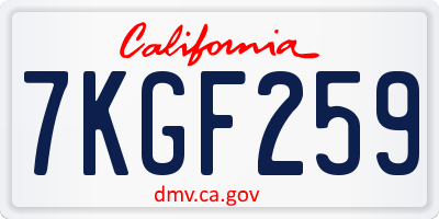 CA license plate 7KGF259