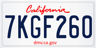 CA license plate 7KGF260