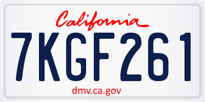 CA license plate 7KGF261