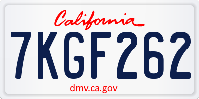 CA license plate 7KGF262