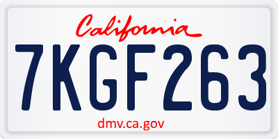 CA license plate 7KGF263