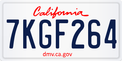 CA license plate 7KGF264