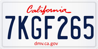 CA license plate 7KGF265