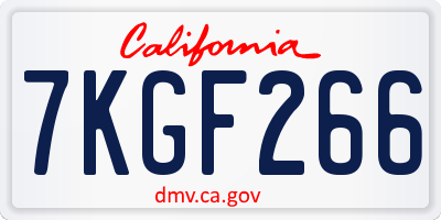 CA license plate 7KGF266