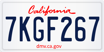 CA license plate 7KGF267