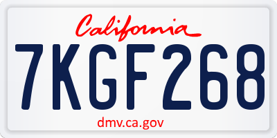 CA license plate 7KGF268