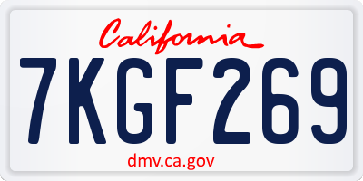 CA license plate 7KGF269