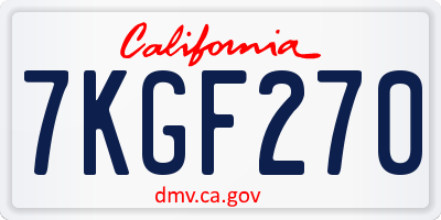 CA license plate 7KGF270