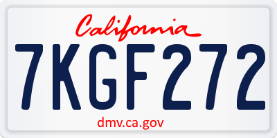 CA license plate 7KGF272