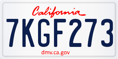 CA license plate 7KGF273