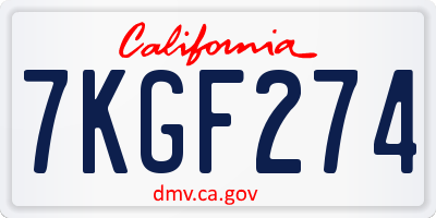 CA license plate 7KGF274