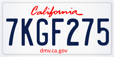 CA license plate 7KGF275