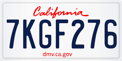 CA license plate 7KGF276