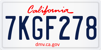 CA license plate 7KGF278