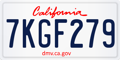 CA license plate 7KGF279