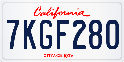 CA license plate 7KGF280