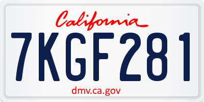 CA license plate 7KGF281