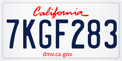 CA license plate 7KGF283