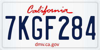 CA license plate 7KGF284