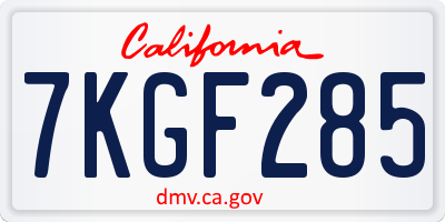 CA license plate 7KGF285