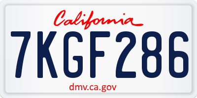 CA license plate 7KGF286