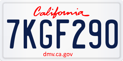 CA license plate 7KGF290